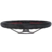 Volant Nardi Deep Corn Ø35, Cuir Noir Retourné, Branches Noires, Coutures Rouges, Tulipé 75 mm