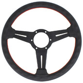 Volant Nardi Classic ND33, Cuir Noir Perforé, Branches Noires, Coutures Rouges, Tulipé 25 mm
