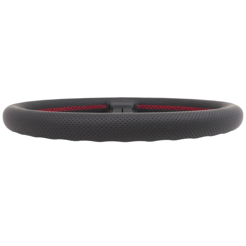 Volant Nardi Classic ND33, Cuir Noir Perforé, Branches Noires, Coutures  Rouges, Tulipé 25 mm