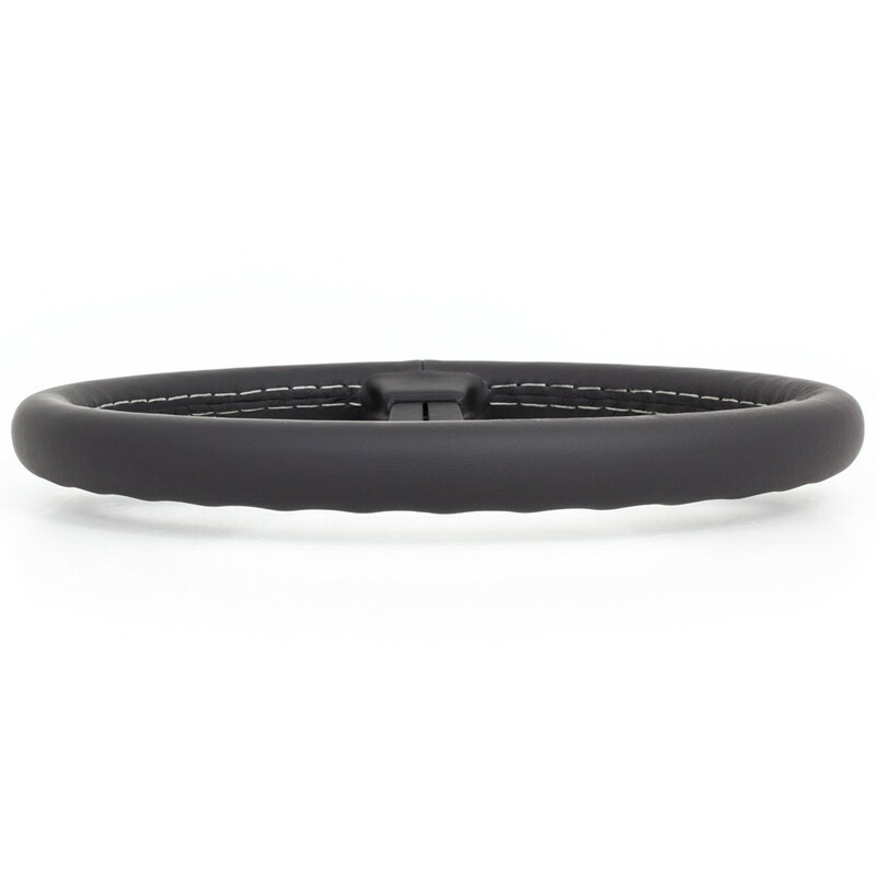 Volant Nardi Classic ND33, Cuir Noir, Branches Noires, Coutures Grises, Tulipé 40 mm