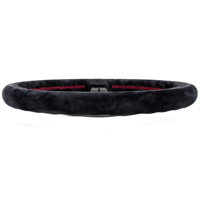 Volant Nardi Deep Corn Ø33, Cuir Noir Retourné, Branches Noires, Coutures Rouges, Tulipé 50 mm