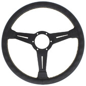 Volant Nardi Classic ND36, Cuir Noir, Branches Noires, Coutures Grises, Tulipé 40 mm