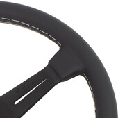 Volant Nardi Classic ND36, Cuir Noir, Branches Noires, Coutures Grises, Tulipé 40 mm