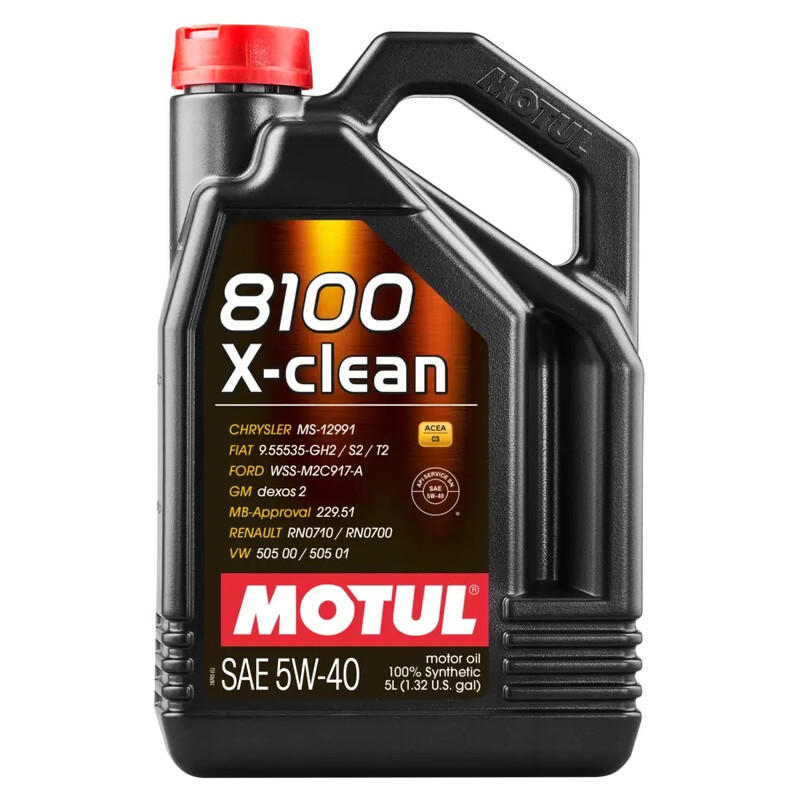 5L Huile Motul 5W40 8100 X-Clean (VAG, Renault Sport, Ford, GM Dexos 2)