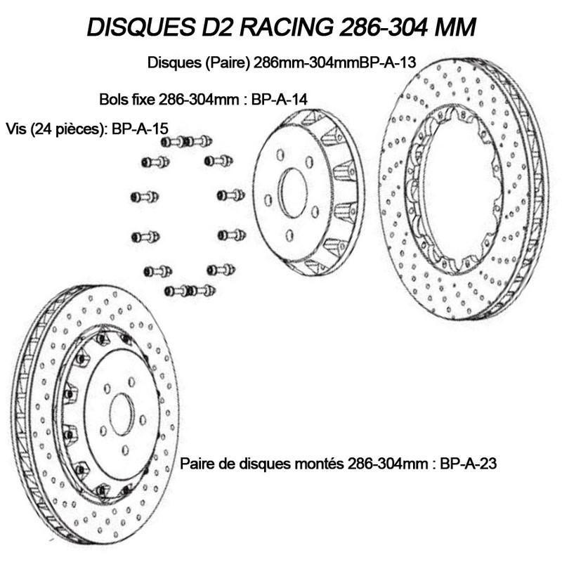 Disques de Frein Avant pour Kits D2 Racing