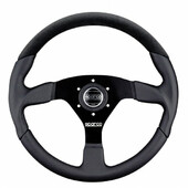 Volant Sparco L505 Plat, Cuir Noir, Branches Noires