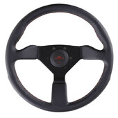 Volant Personal Neo Grinta (330 mm), Cuir Noir, Branches Noires, Coutures Rouges