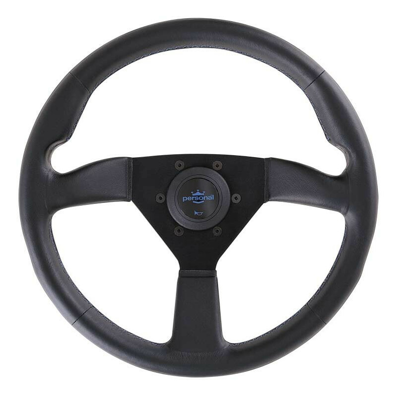 Volant Personal Neo Eagle (350 mm), Cuir Noir, Branches Noires, Coutures Bleues
