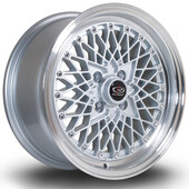 Jante Rota OS Mesh 15x7" 4x100 ET30, Gris Argenté / Poli, Rebord Chromé