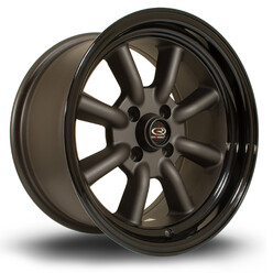 Jante Rota RKR 15x8" 4x100 ET0, Gunmetal, Rebord Noir Brillant