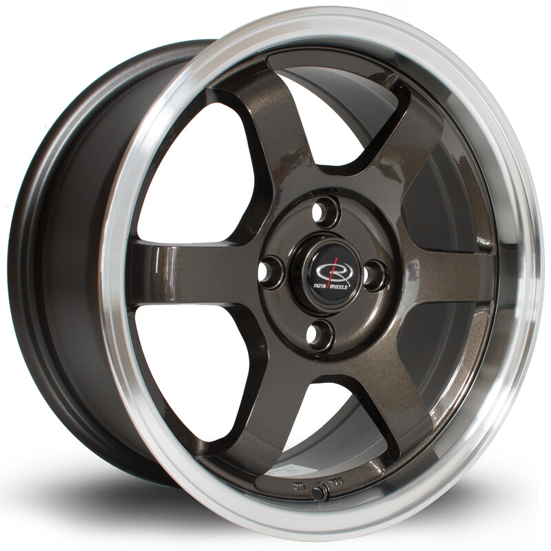 Jante Rota Grid 15x7" 4x100 ET40, Gunmetal, Rebord Chromé