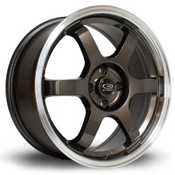Jante Rota Grid 17x7.5" 4x100 ET45, Gunmetal, Rebord Chromé