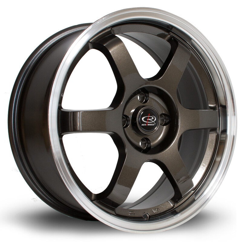 Jante Rota Grid 17x7.5" 5x114.3 ET45, Gunmetal, Rebord Chromé