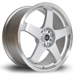 Jante Rota GTR 18x8.5" 5x114.3 ET35, Gris Argenté, Rebord Chromé