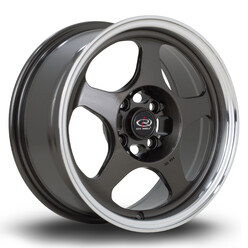 Jante Rota Slipstream 15x7" 4x100 ET40, Gunmetal, Rebord Chromé