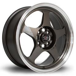 Jante Rota Slipstream 16x7" 4x100 ET40, Gunmetal, Rebord Chromé