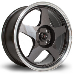 Jante Rota Slipstream 17x7.5" 4x100 ET45, Gunmetal, Rebord Chromé