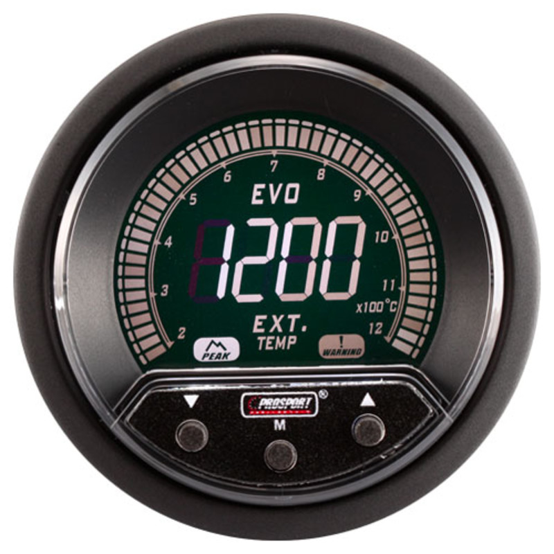 Manomètre Température d'Echappement ProSport Evo (EGT Digital, 4 Couleurs, 1200°C)