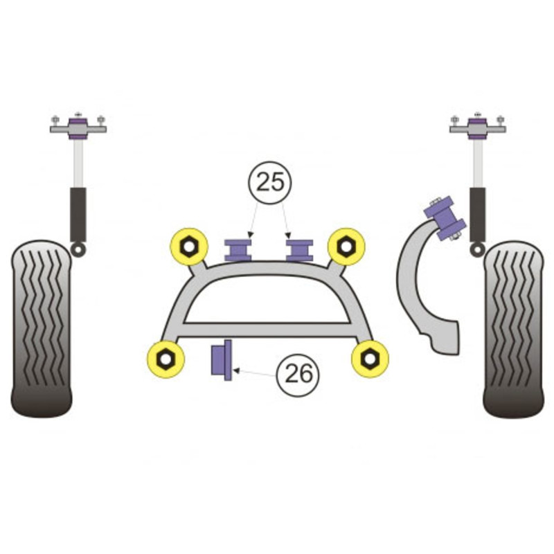 Silentblocs de Différentiel Powerflex pour BMW E46 (sauf M3)