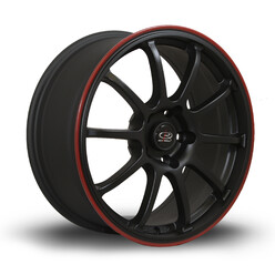Jante Rota Force 17x8" 5x100 ET35, Noir Mat, Liseret Rouge