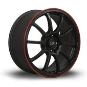 Jante Rota Force 17x8" 5x100 ET35, Noir Mat, Liseret Rouge