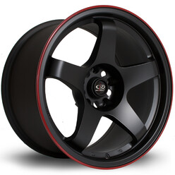 Jante Rota GTR 17x9.5" 5x114.3 ET30, Noir Mat, Liseret Rouge