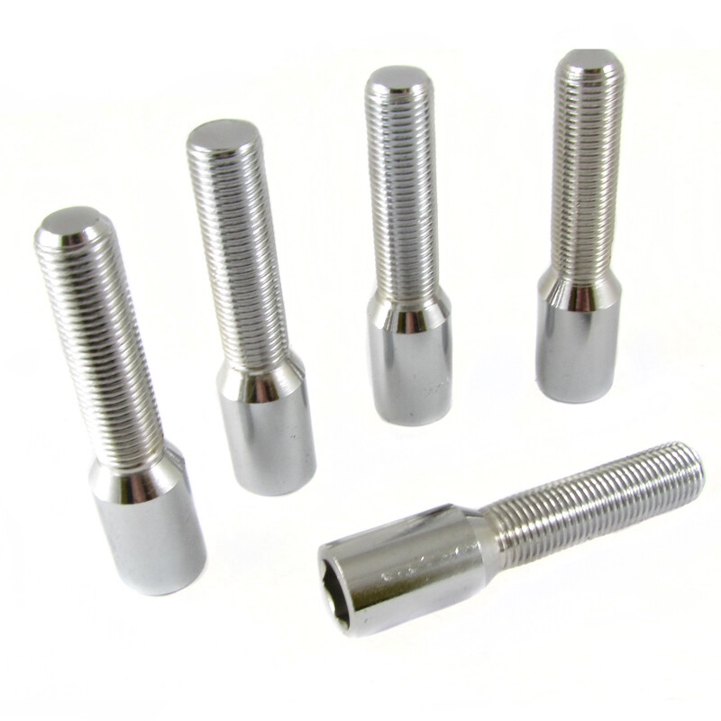 Vis de Roue Longues Argentées à Empreinte Interne M12x1.25 (Pack de 10) 