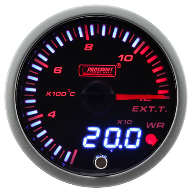Manomètre Température d'Echappement "Dual Display" ProSport JDM (Analyseur EGT 1200°C) 