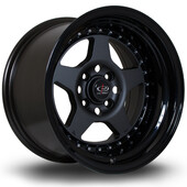 Jante Rota Kyusha 15x9" 4x100 ET0, Gunmetal, Rebord Noir Brillant