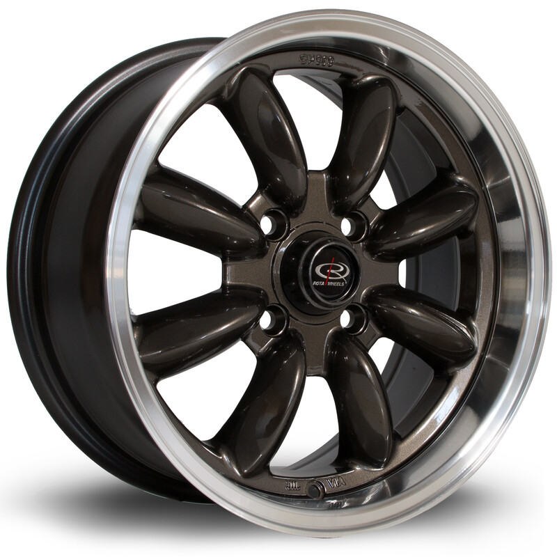 Jante Rota RB 15x7" 4x110 ET4, Gunmetal, Rebord Chromé