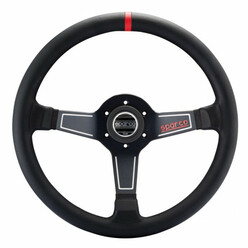 Volant Sparco L575 Tulipé (63 mm), Cuir Noir, Branches Noires