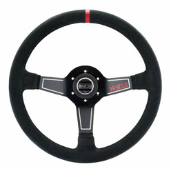 Volant Sparco L575 Tulipé (63 mm), Cuir Noir Retourné, Branches Noires