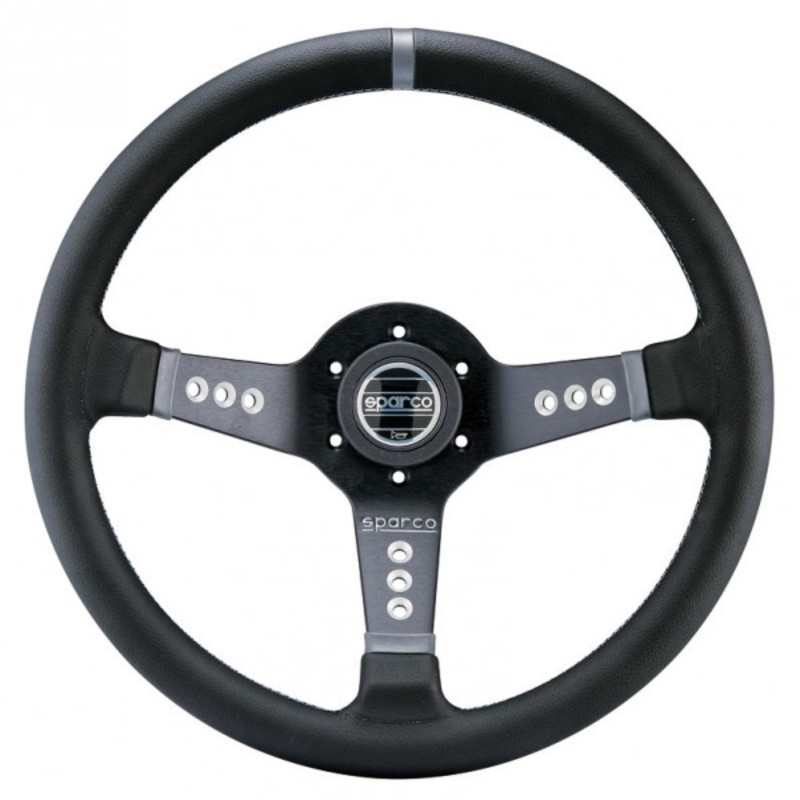 Volant Sparco L777 Tulipé (63 mm), Cuir Noir, Branches Noires
