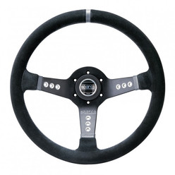 Volant Sparco L777 Tulipé (63 mm), Cuir Noir Retourné, Branches Noires