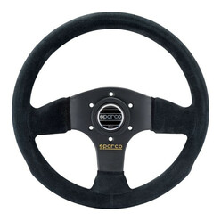 Volant Sparco P300 Plat, Cuir Noir Retourné, Branches Noires