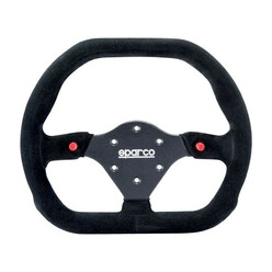 Volant Sparco P310 Plat, Cuir Noir Retourné, Branches Noires