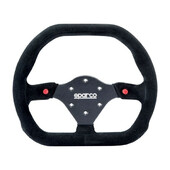 Volant Sparco P310 Plat, Cuir Noir Retourné, Branches Noires