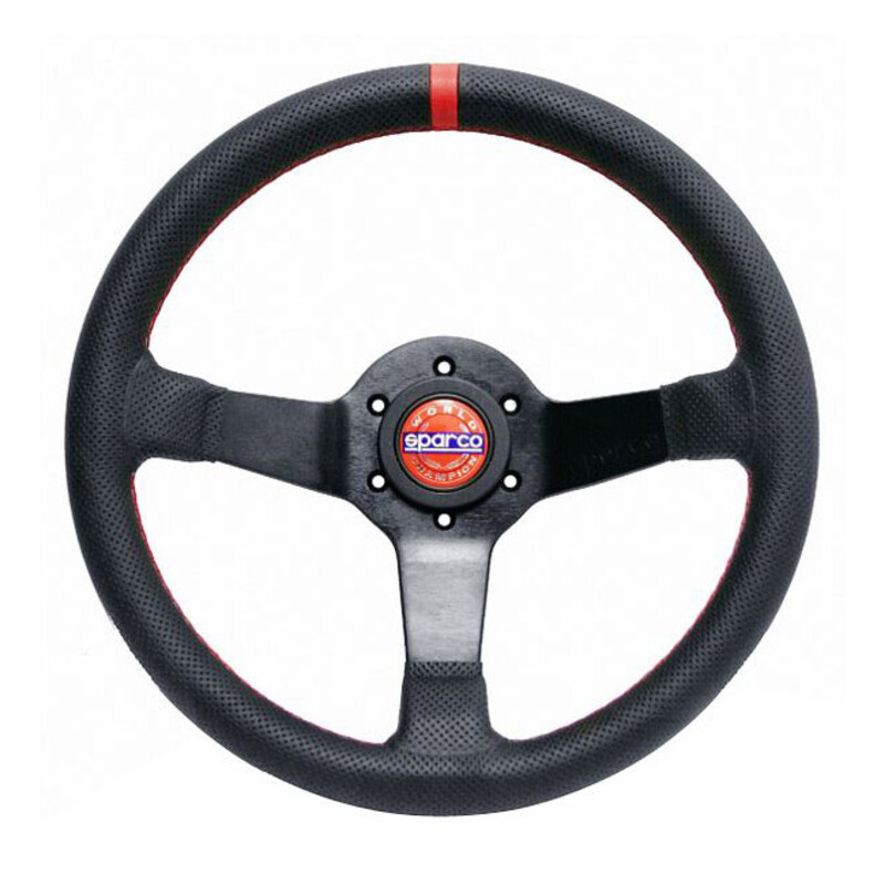 Volant Sparco Champion 330 mm, Tulipé (65 mm), Cuir Noir, Branches Noires