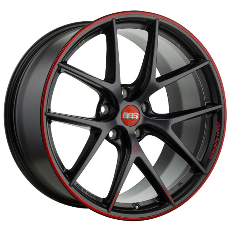 Jantes BBS CI-R 19x9.5 5x120 ET40 Nürburgring Edition, Noir Mat / Liseret  Rouge Livraison Gratuite