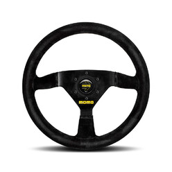 Volant Momo Mod. 69 Tulipé (39 mm), Cuir Noir Retourné, Branches Noires - 35 cm