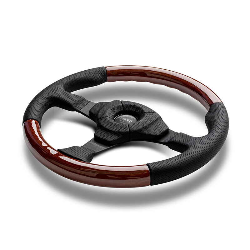 Volant Momo Dark Fighter Tulipé (36 mm), Bois, Branches Noires - 35 cm