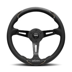 Volant Momo Gotham Tulipé (70 mm), Cuir Noir, Branches Noires - 35 cm
