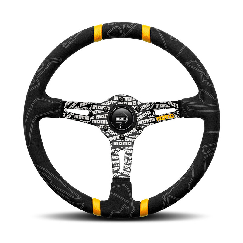 Volant Momo Ultra en Alcantara, Tulipé (90 mm), Branches Noires - 35 cm
