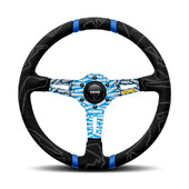 Volant Momo Ultra en Alcantara, Tulipé (90 mm), Branches Bleues - 35 cm