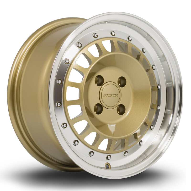 Jante Rota Speciale 15x7" 4x100 ET35, Dorée, Rebord Poli