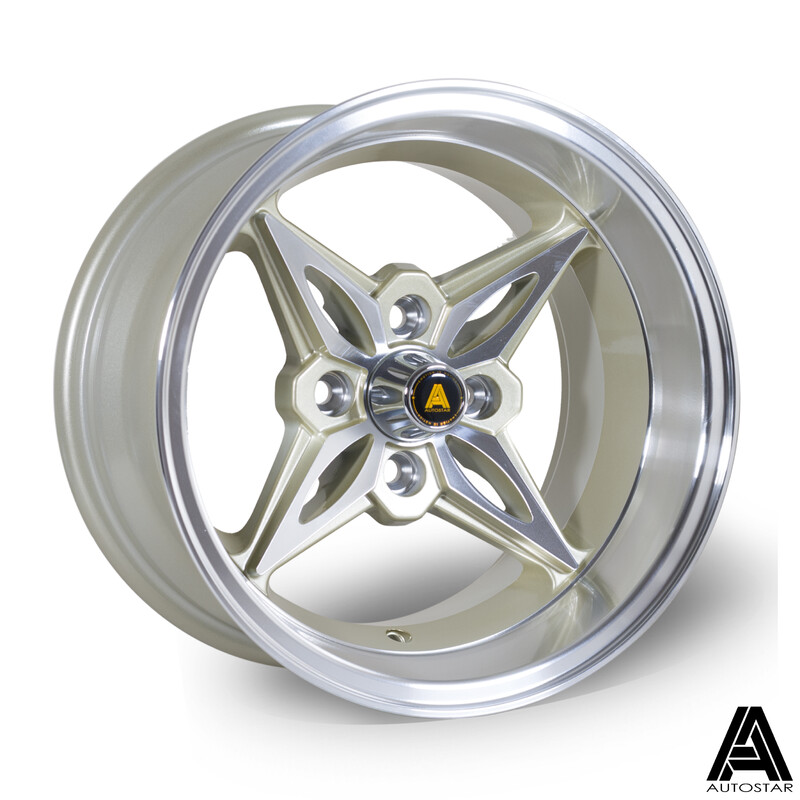 Jante Autostar Kanji 14x8" 4x114.3 ET-5, Dorée, Rebord Poli