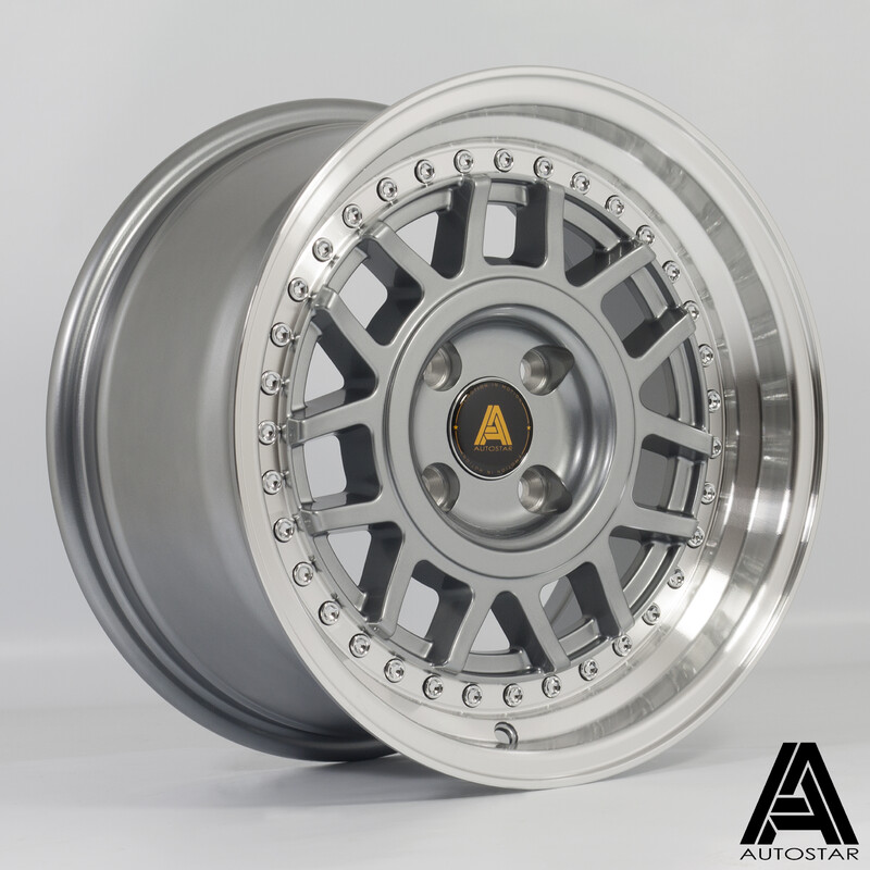 Jante Autostar Storm 15x8" 4x100 ET25, Gunmetal, Rebord Poli