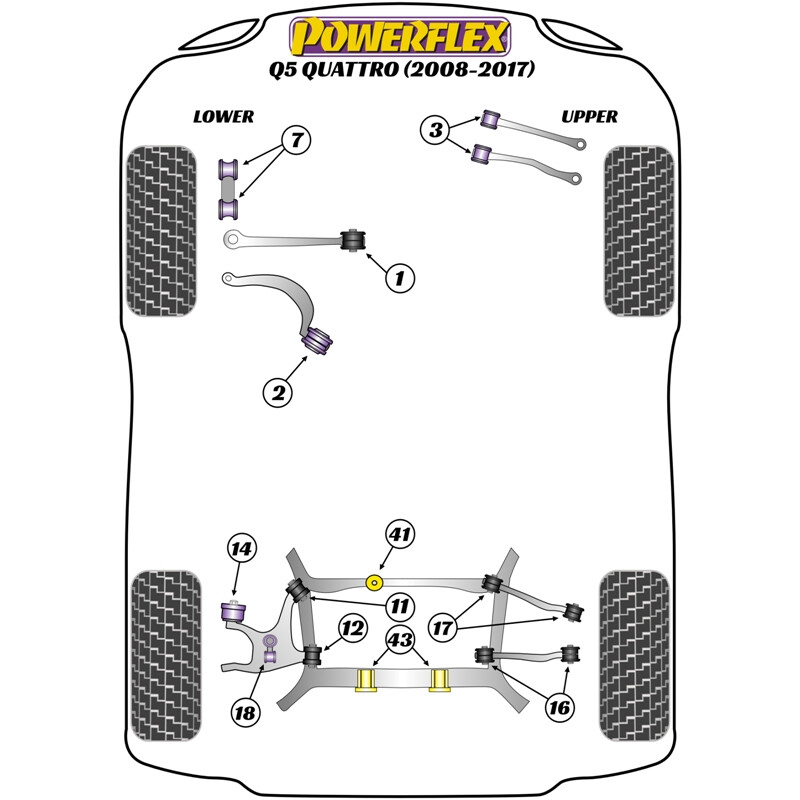 Silentblocs Powerflex pour Audi Q5 Quattro (08-17)