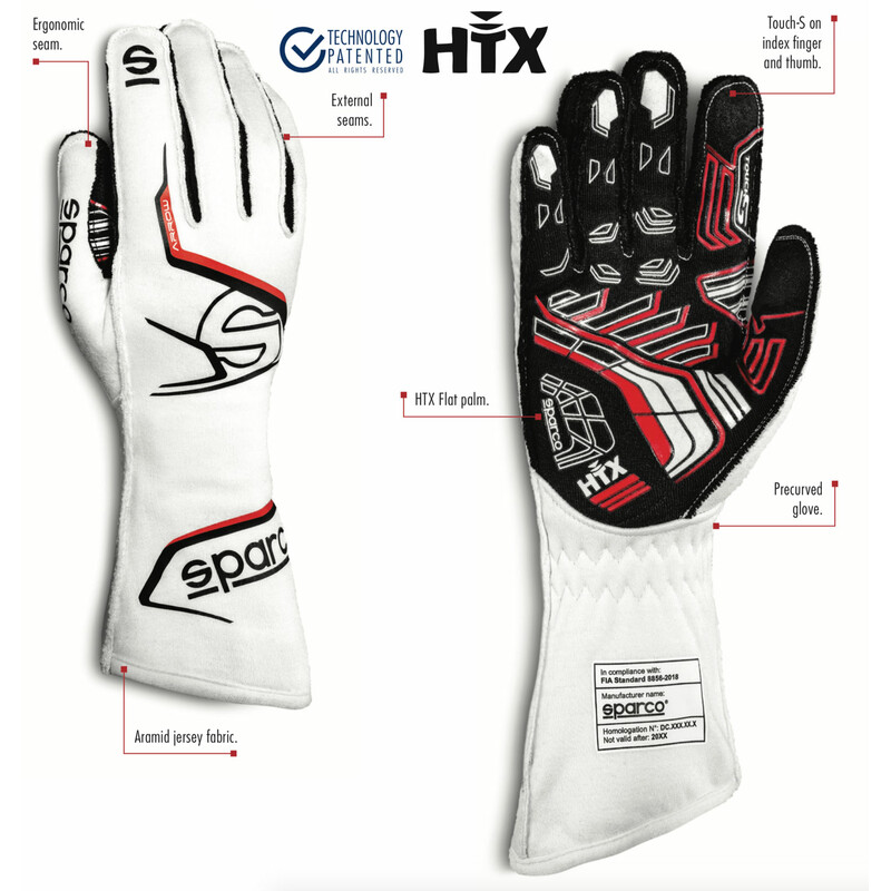 Gants Sparco Arrow Blancs & Rouges (FIA)