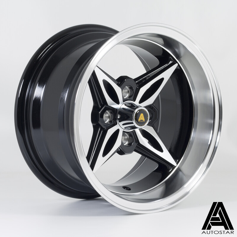 Jante Autostar Kanji 14x8" 4x114.3 ET-5, Noir, Rebord Poli
